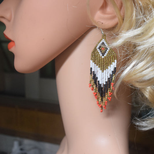 2mm glass beads tassel earring women bohemian style