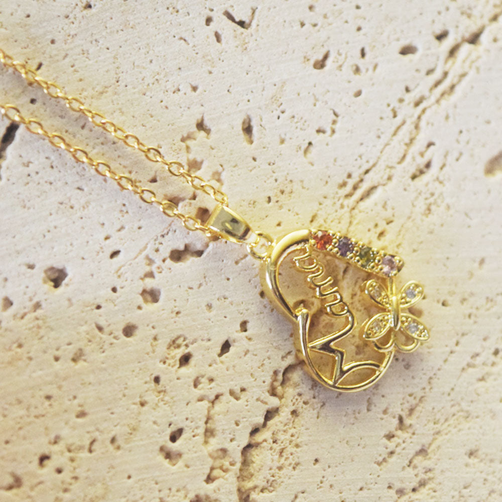 copper alloy I love you mama mom mother pendant heart necklace zircon beads paving fine gold plated supplier