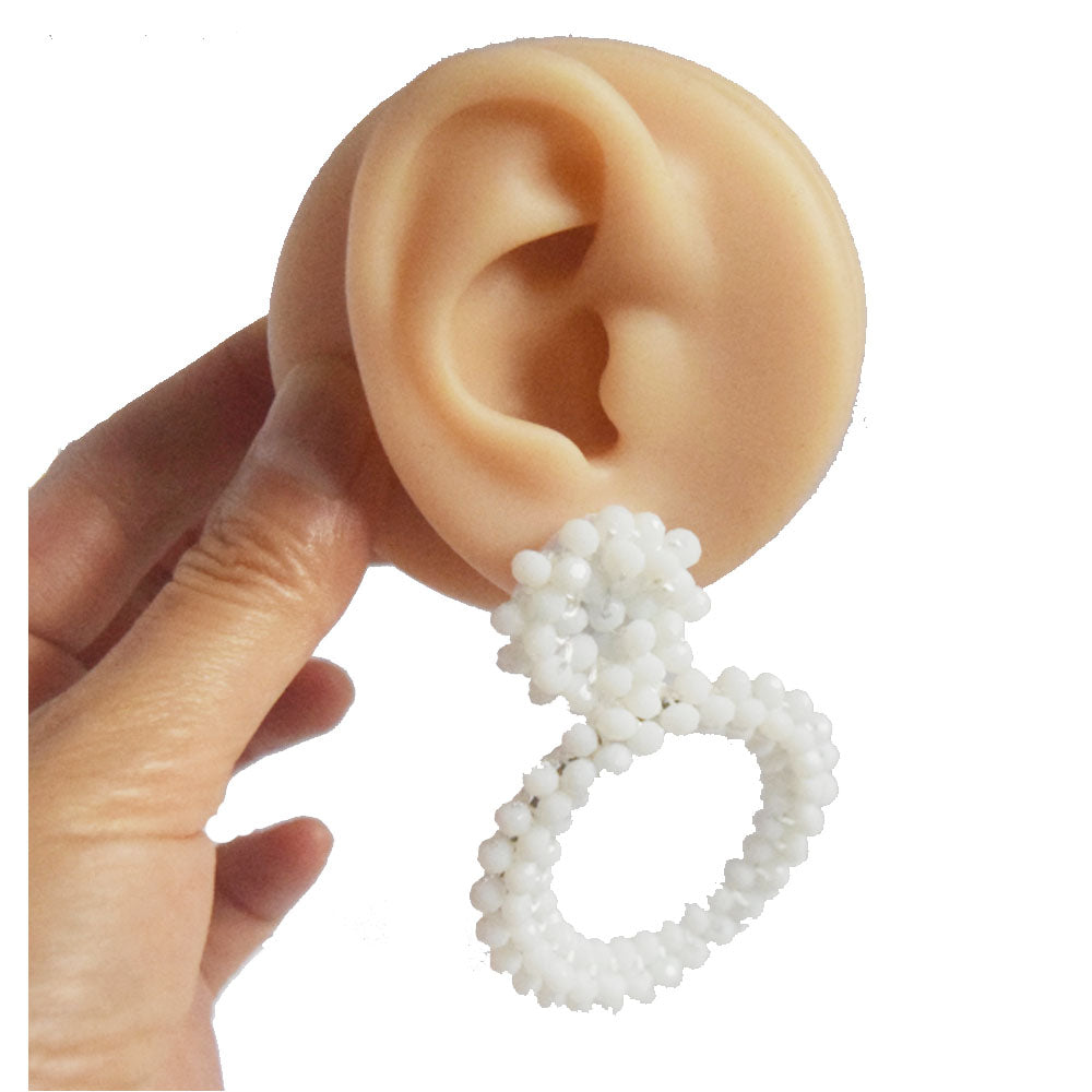 korean hoop drop crystal beads beaded statement vintage earrings jewelry