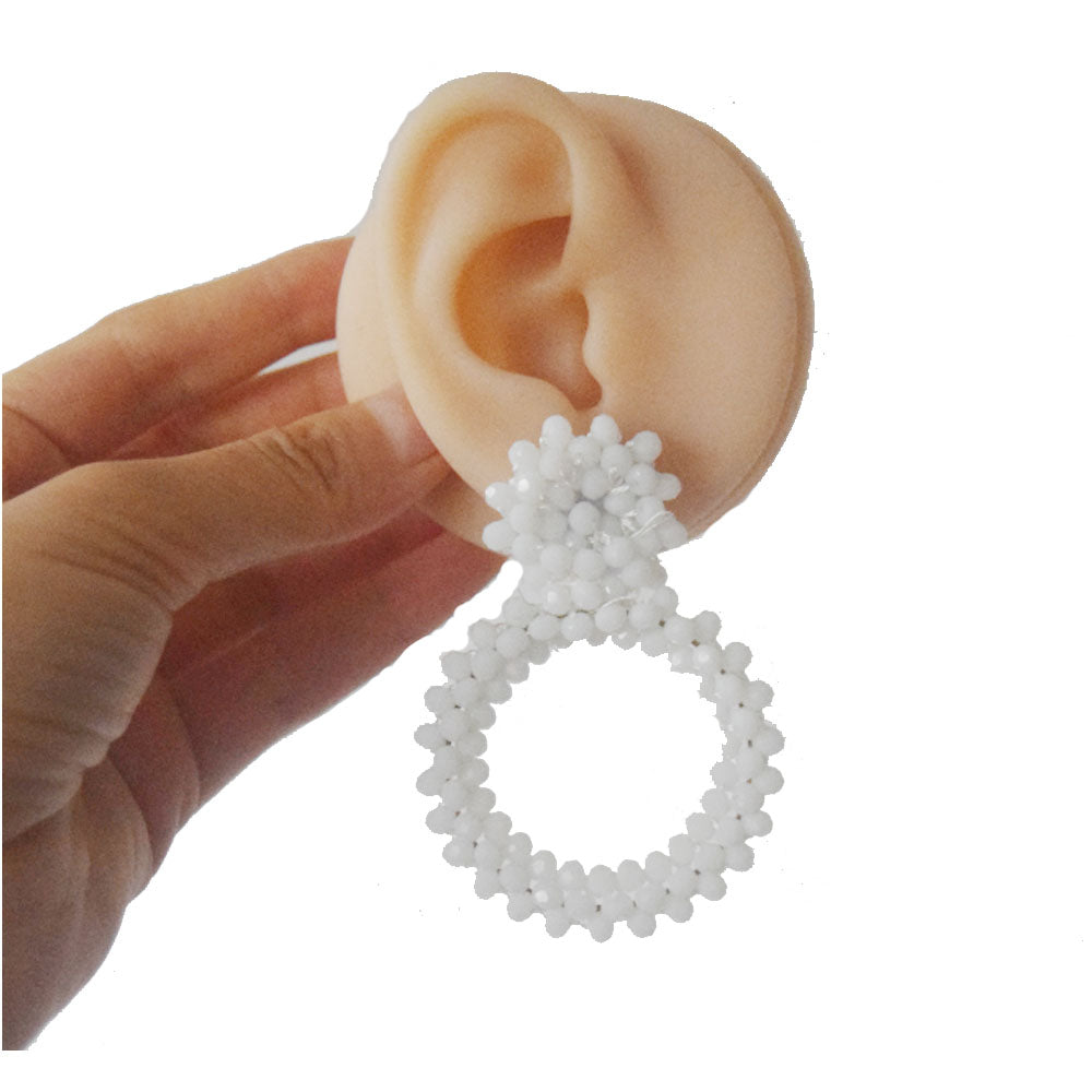 korean hoop drop crystal beads beaded statement vintage earrings jewelry