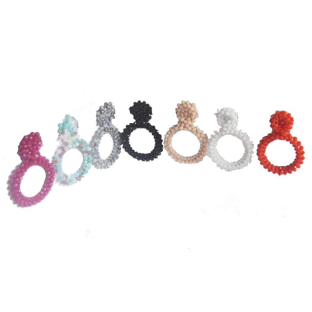 korean hoop drop crystal beads beaded statement vintage earrings jewelry