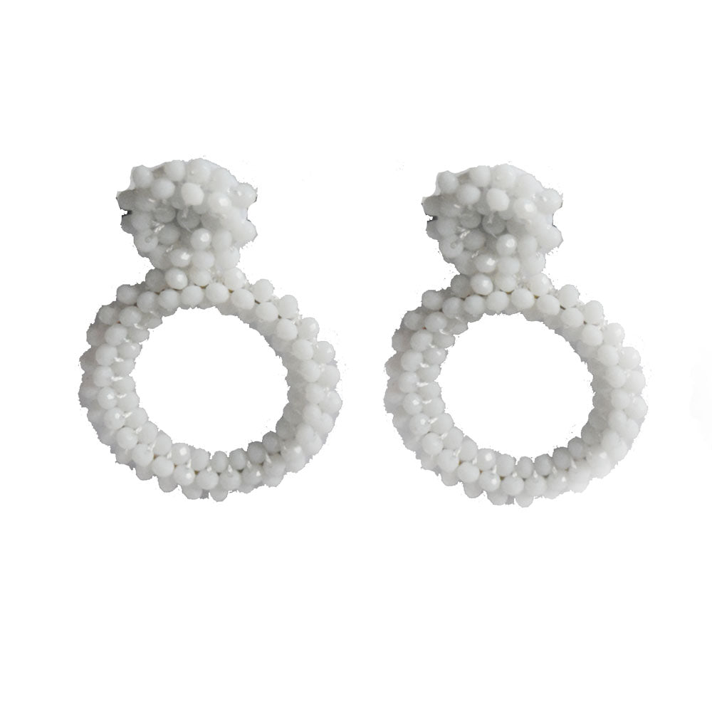 korean hoop drop crystal beads beaded statement vintage earrings jewelry