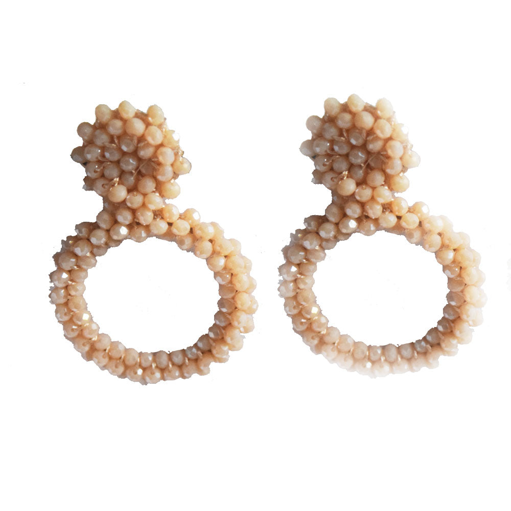 korean hoop drop crystal beads beaded statement vintage earrings jewelry