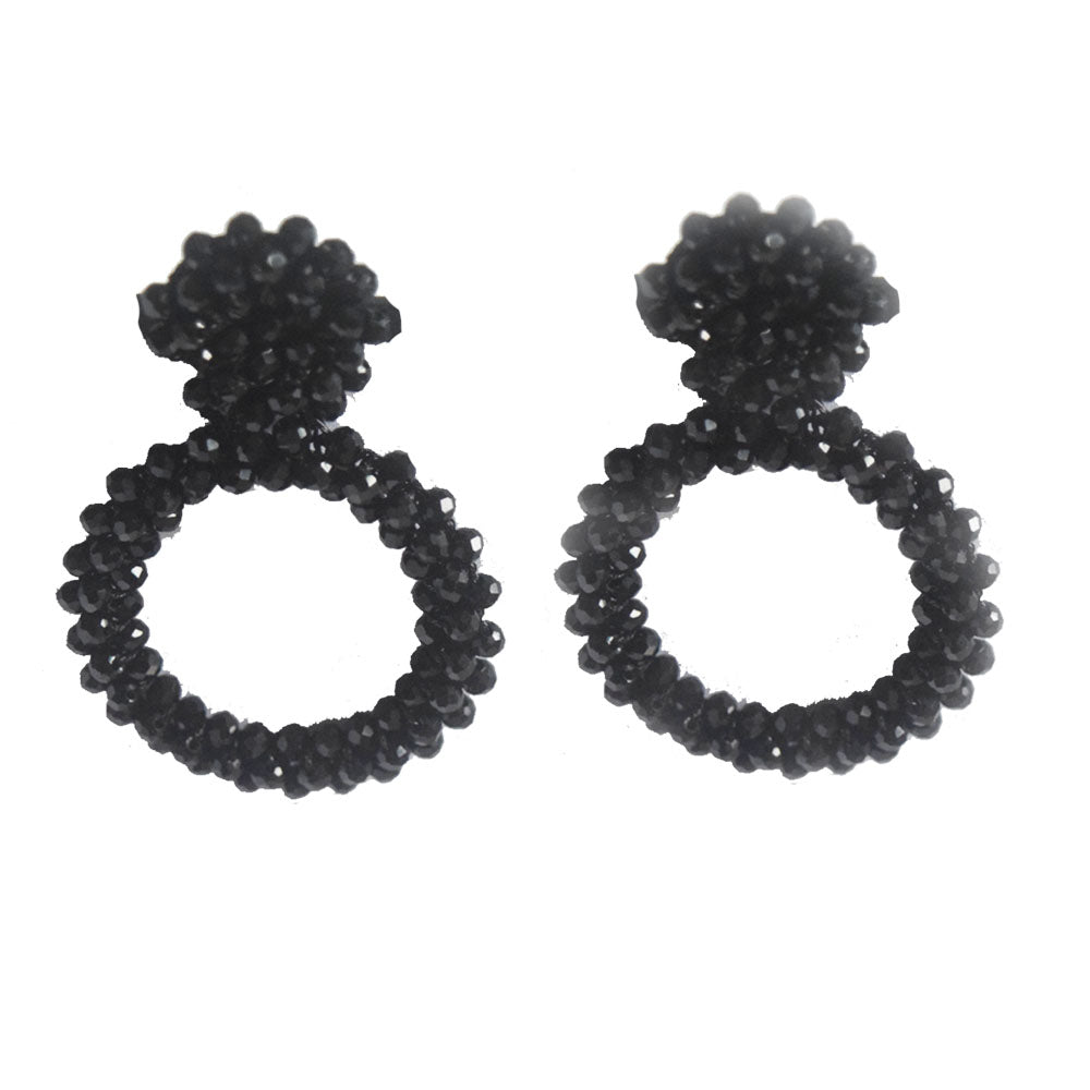 korean hoop drop crystal beads beaded statement vintage earrings jewelry