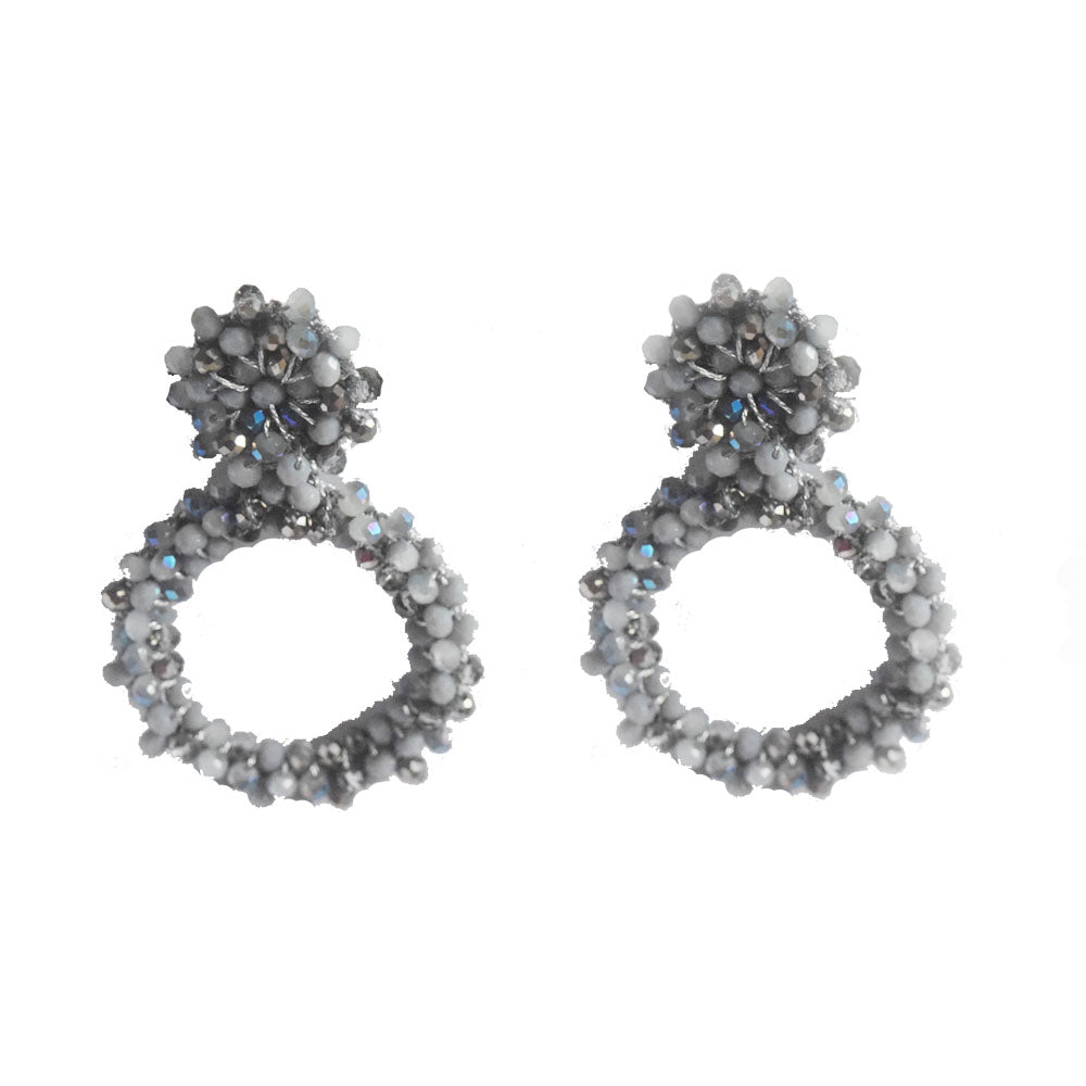 korean hoop drop crystal beads beaded statement vintage earrings jewelry