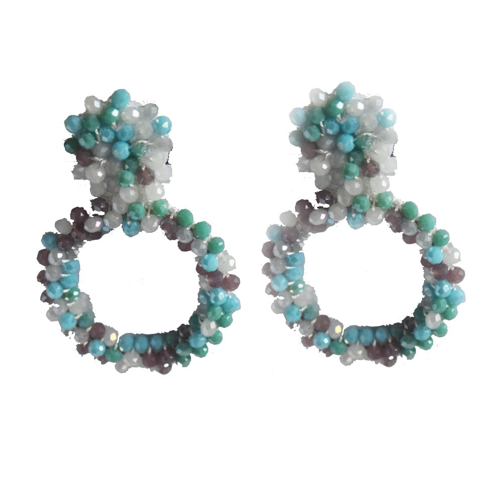 korean hoop drop crystal beads beaded statement vintage earrings jewelry