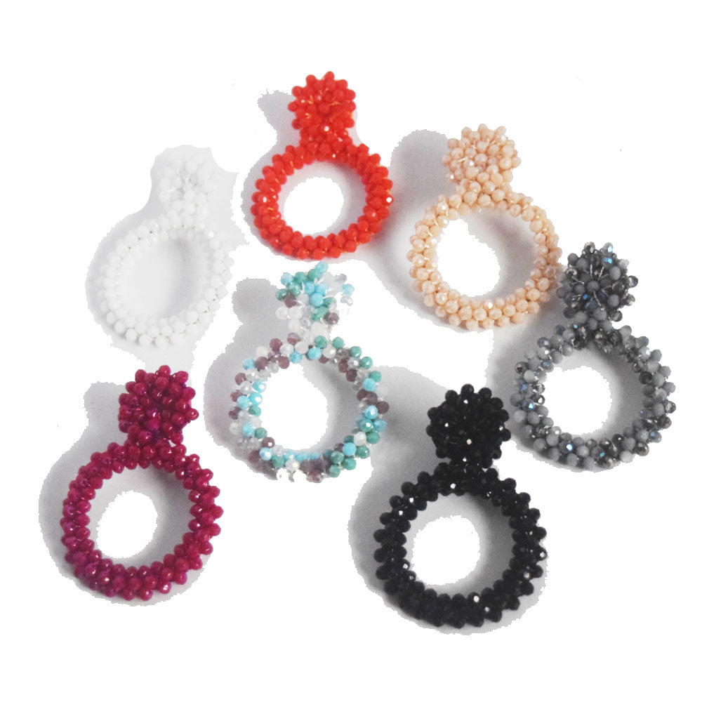 korean hoop drop crystal beads beaded statement vintage earrings jewelry