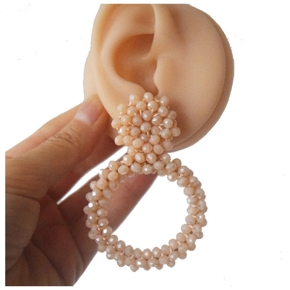 korean hoop drop crystal beads beaded statement vintage earrings jewelry