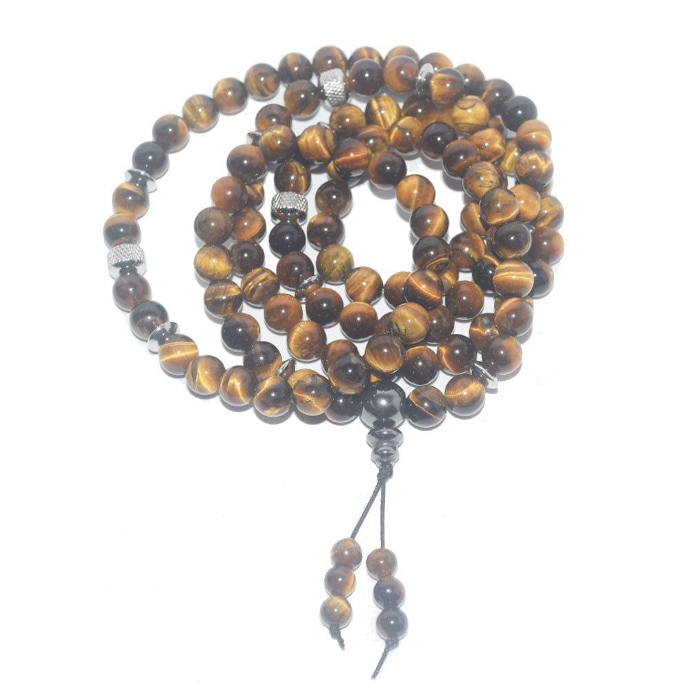 wholesale handmade natural gemstone stone beads tiger eye 8mm mala 108 yoga prayer meditation jewelry bracelet elastic unisex