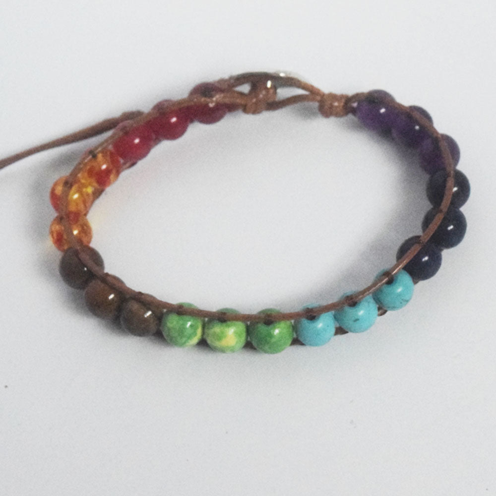 fashion handmade adjustable synthetic stone beads beaded adjustable bracelet 7 chakra bracelets jewelry single strand supplier