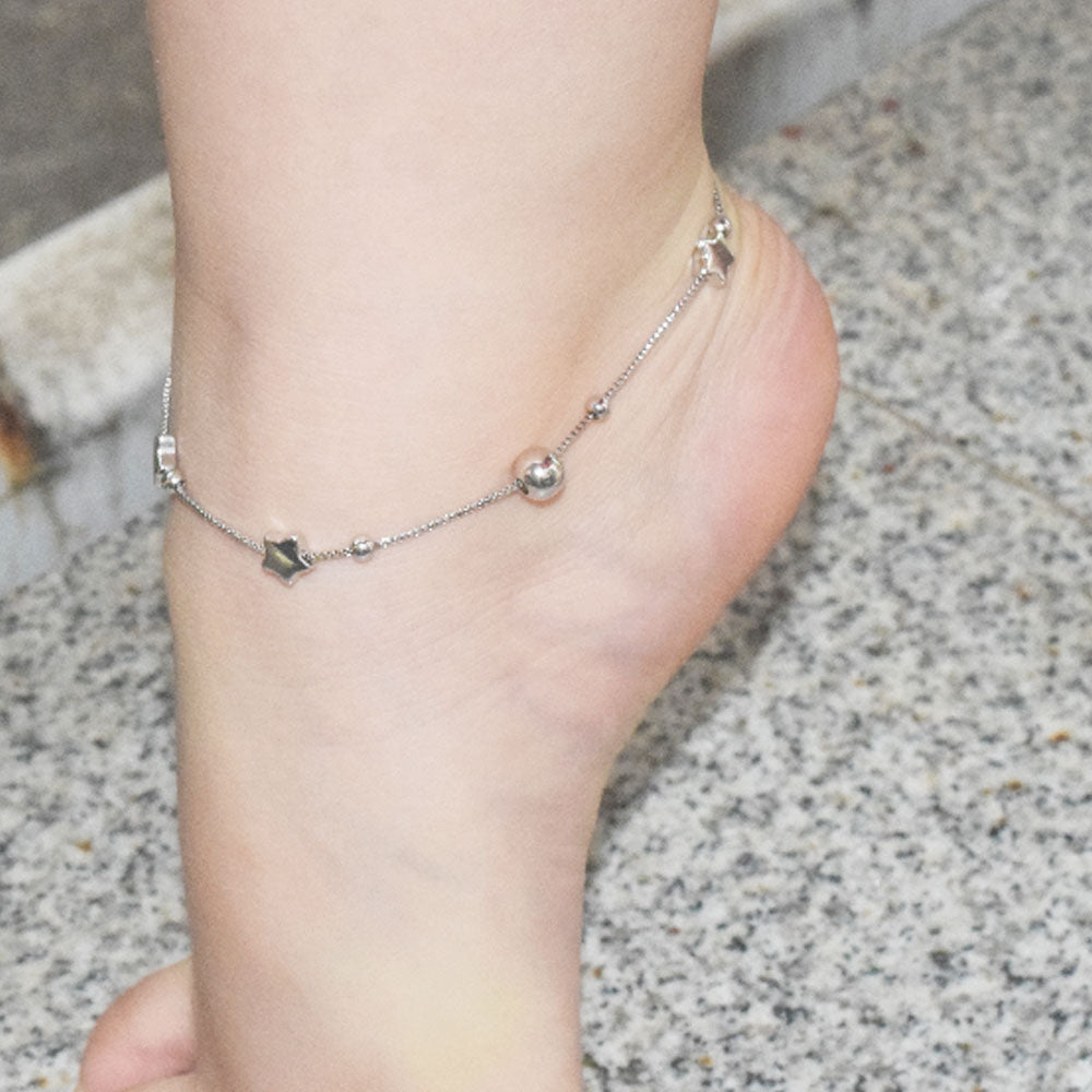 ladies women fashion high quality 925 sterling silver star charm foot ankle anklet bracelet jewelry