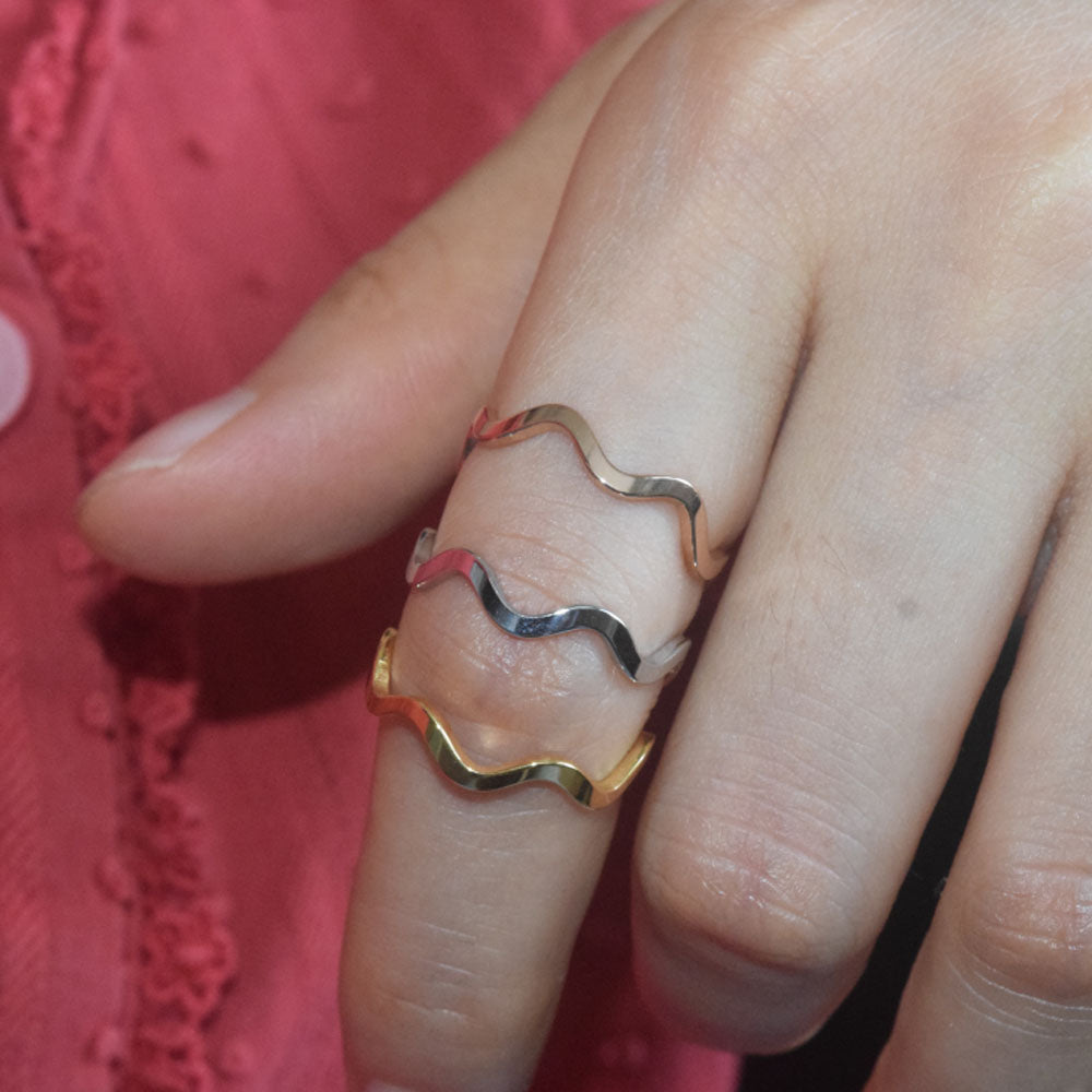wholesale bulk fashion stainless steel wave wire finger ring jewelry rings jewelry design