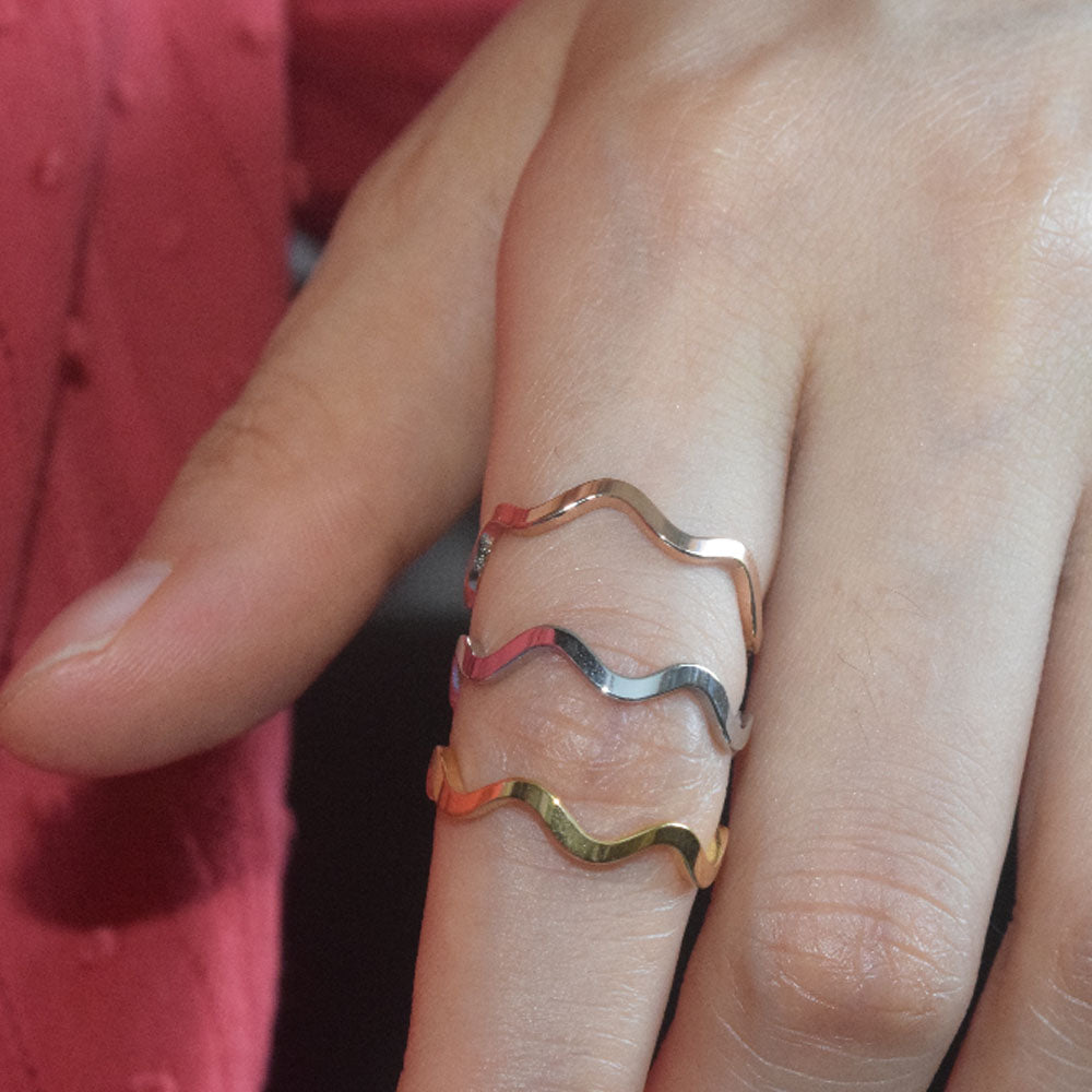 wholesale bulk fashion stainless steel wave wire finger ring jewelry rings jewelry design