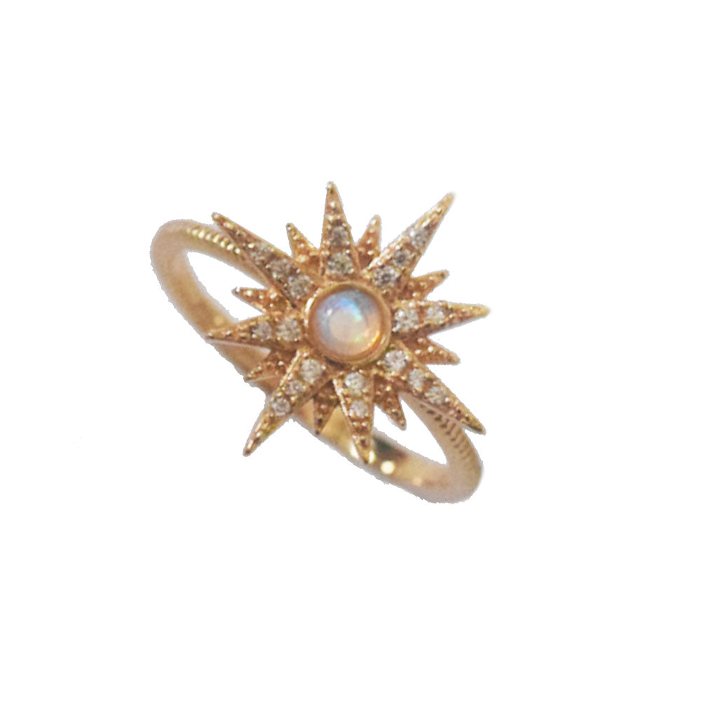 adjustable 925 sterling silver sun charm with gold plating opal stone ring fashion jewelry