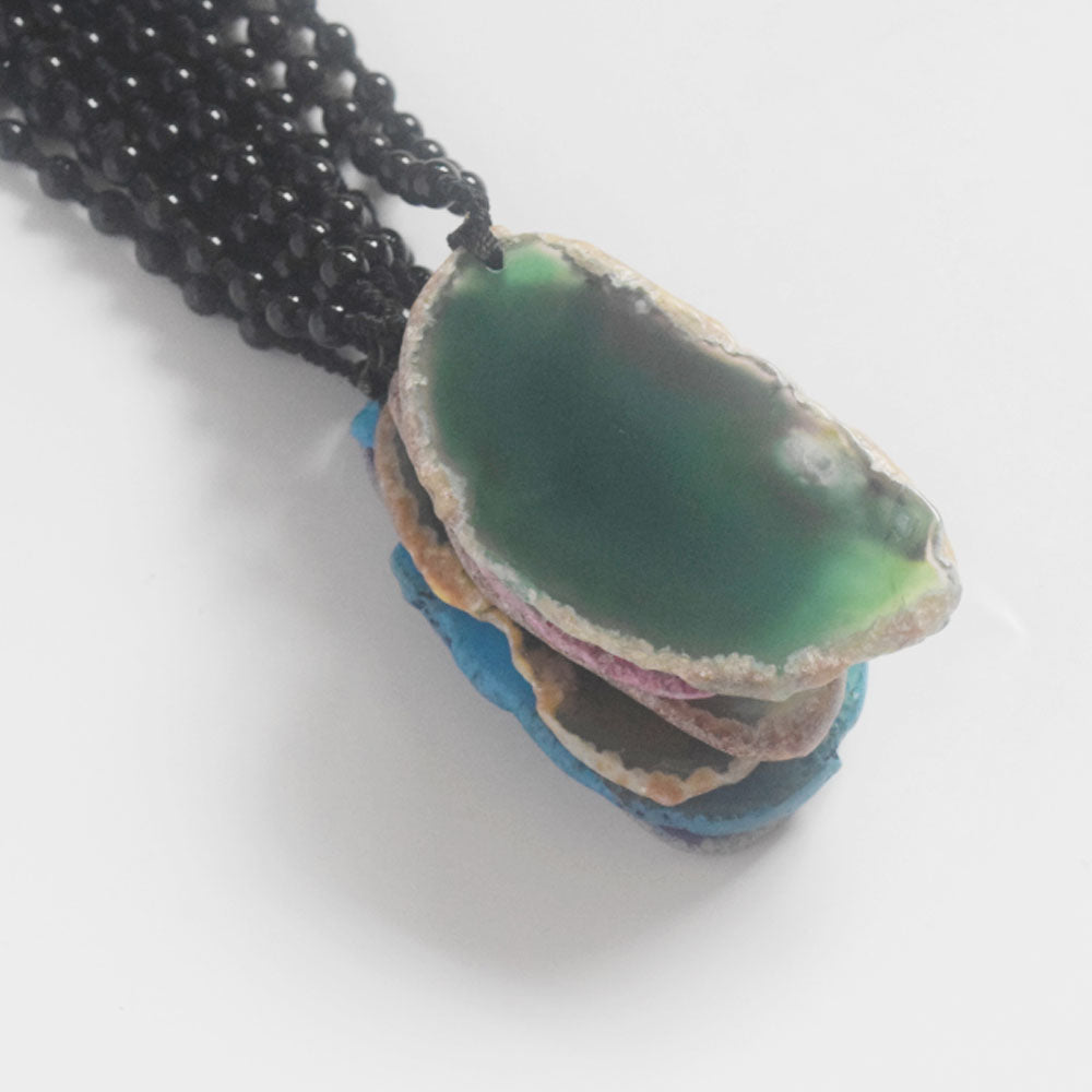 fashion multicolor green big crystal agate pendant nature precious stone necklace jewelry