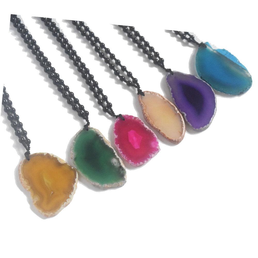 fashion multicolor green big crystal agate pendant nature precious stone necklace jewelry
