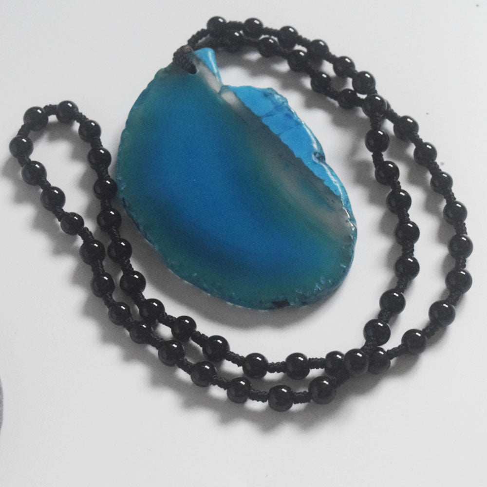 fashion multicolor green big crystal agate pendant nature precious stone necklace jewelry