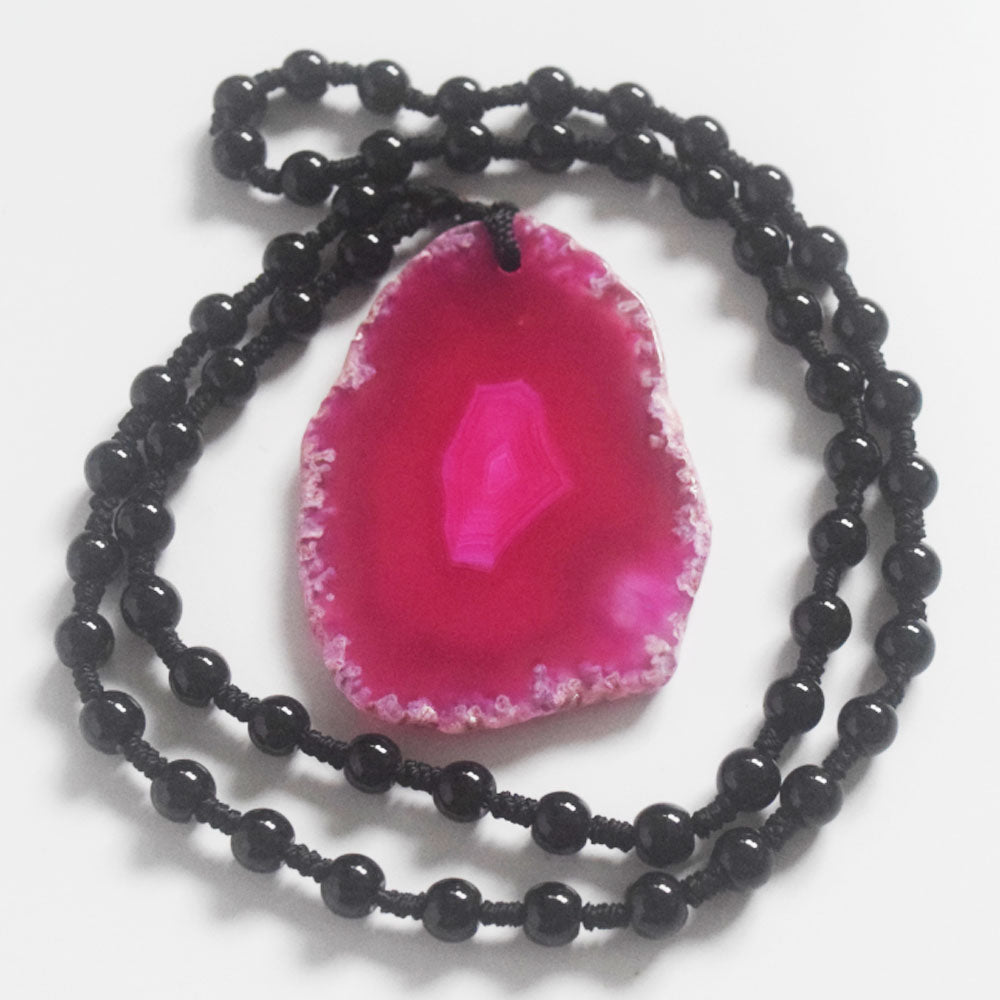 fashion multicolor green big crystal agate pendant nature precious stone necklace jewelry