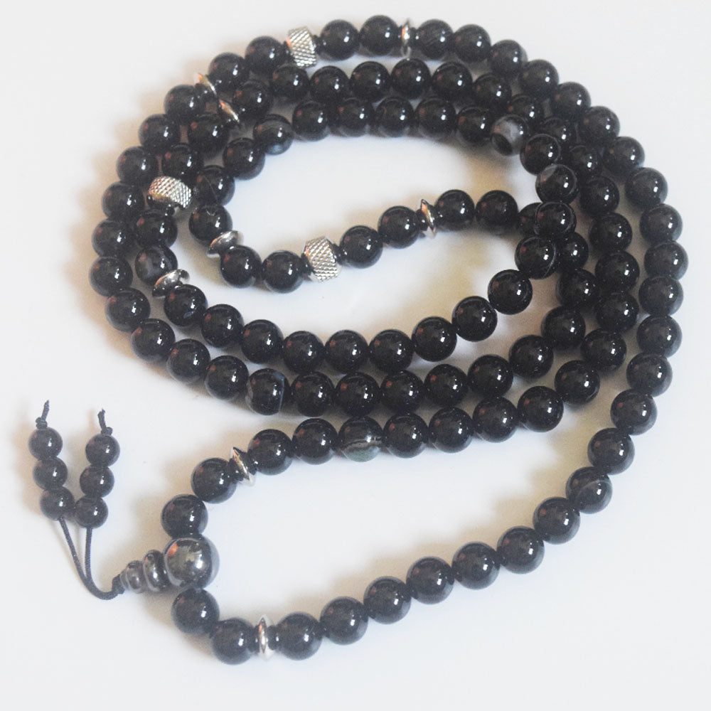 wholesale handmade natural gemstone stone beads 8mm line agate mala 108 yoga prayer meditation jewelry bracelet elastic