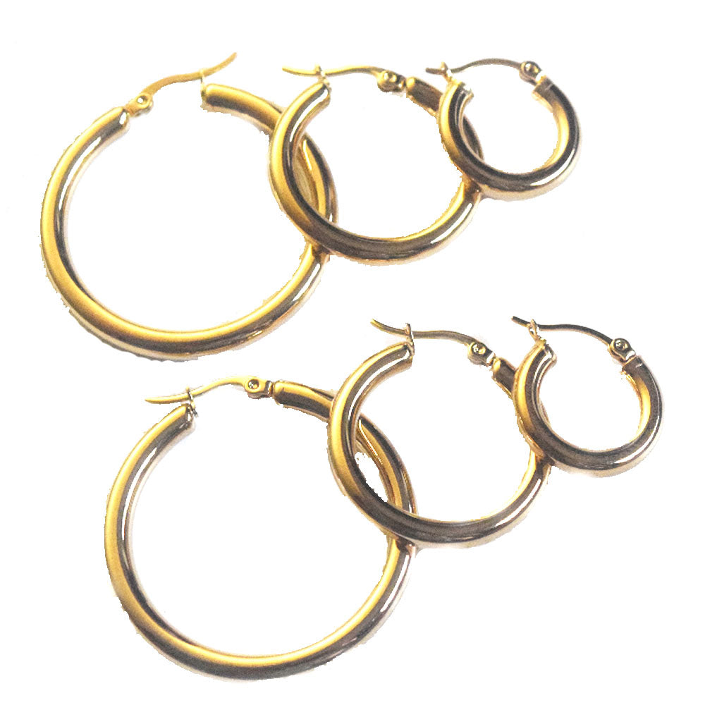 4mm thick stainless steel small chunky 5cm hoop huggie dangle earring designer diy beads party outfit earrings accessories