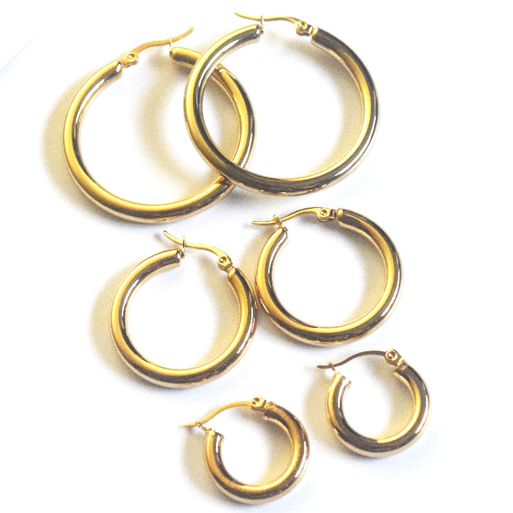 4mm thick stainless steel small chunky 5cm hoop huggie dangle earring designer diy beads party outfit earrings accessories