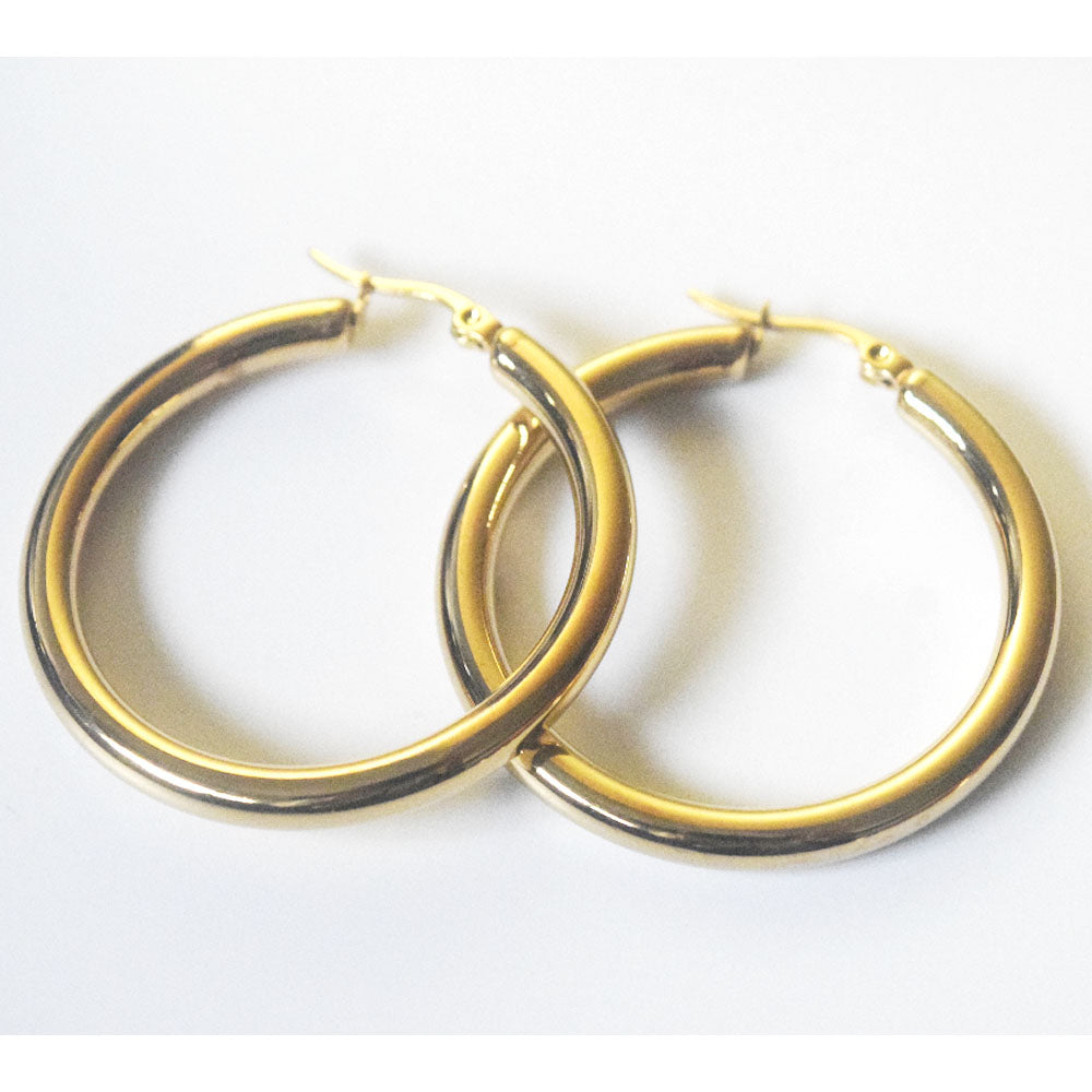 4mm thick stainless steel small chunky 5cm hoop huggie dangle earring designer diy beads party outfit earrings accessories
