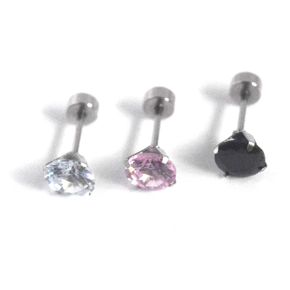 Wholesale minimalism fashion trendy korean style zircon crystal stud earrings screw on back for girls women sleeping showering