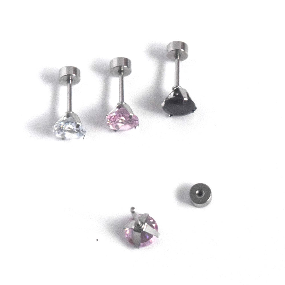 Wholesale minimalism fashion trendy korean style zircon crystal stud earrings screw on back for girls women sleeping showering