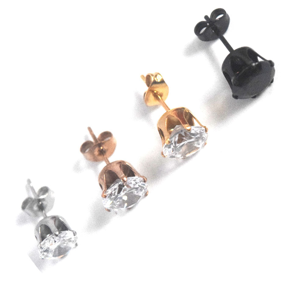 Wholesale minimalist 316 stainless steel pin zircon charm bead non tarnish tiny stud earrings for sleep showering wearing