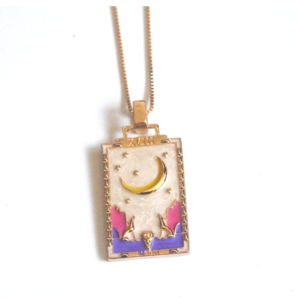 popular trendy fashion alloy 18k gold plated tarot card sun moon star power necklace jewelry