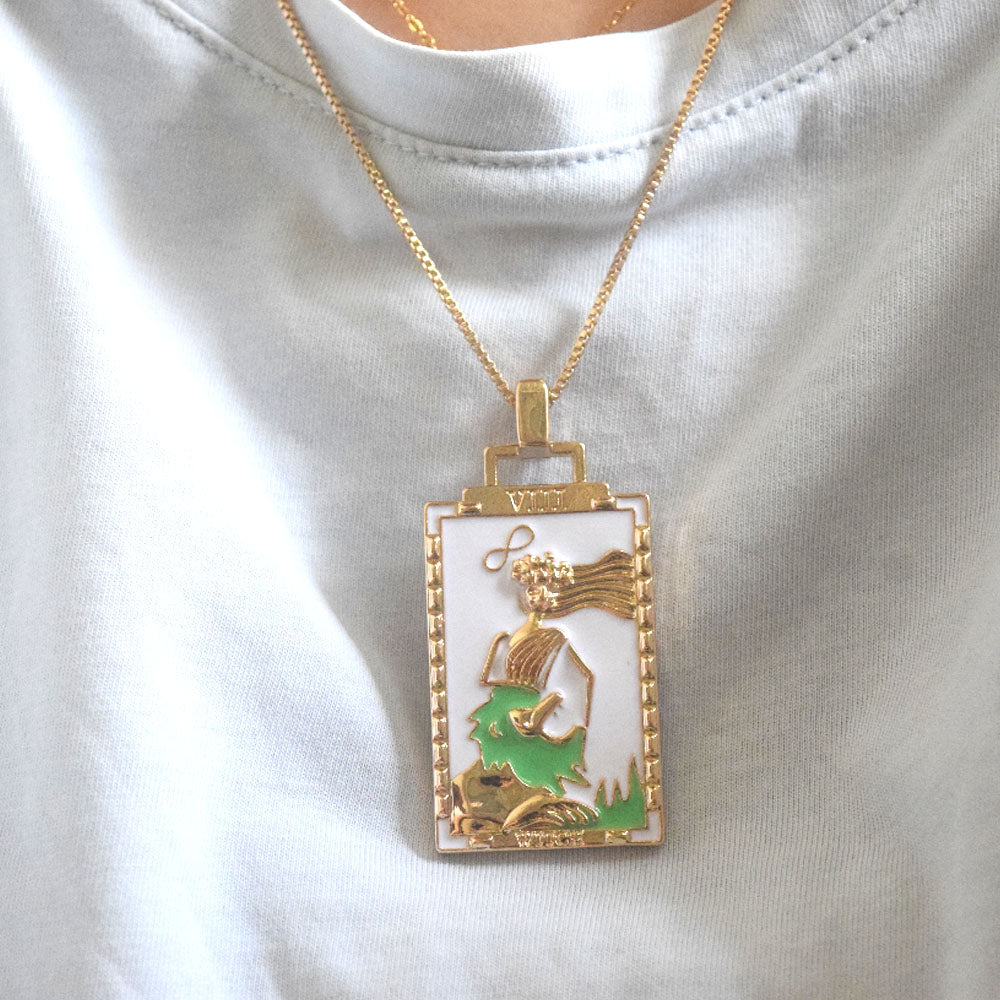 popular trendy fashion alloy 18k gold plated tarot card sun moon star power necklace jewelry