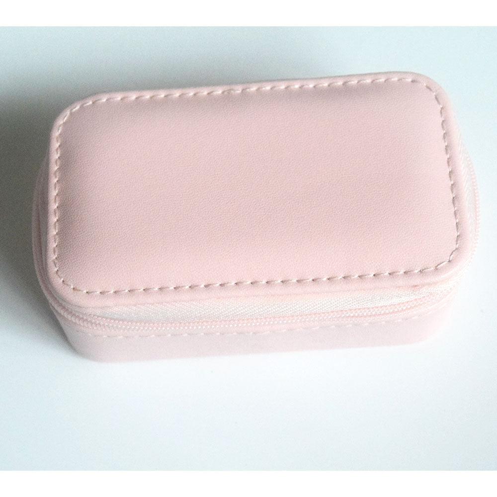 girls mini travel portable leather jewelry box PU luxury storage holder box organizer jewelry collect zipper bag