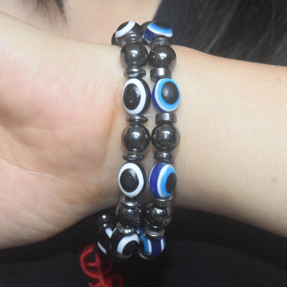 wholesale black stone evil eyes plastic beads bracelet