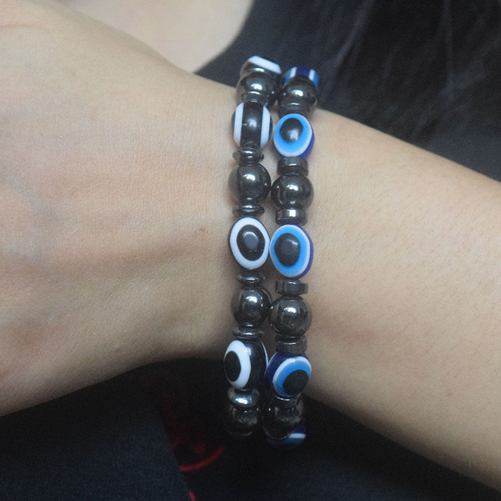 wholesale black stone evil eyes plastic beads bracelet