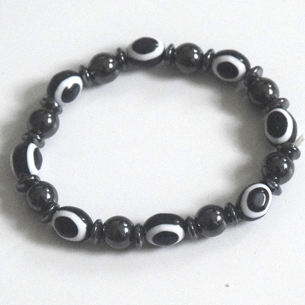 wholesale black stone evil eyes plastic beads bracelet