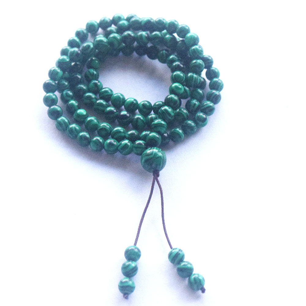 wholesale handmade 6mm green malachite stone beads mala 108 yoga prayer meditation bracelet necklace jewelry China Supplier