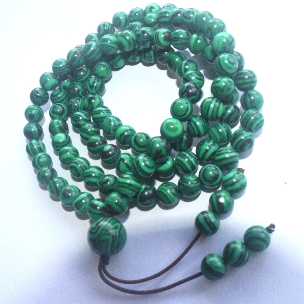 wholesale handmade 6mm green malachite stone beads mala 108 yoga prayer meditation bracelet necklace jewelry China Supplier