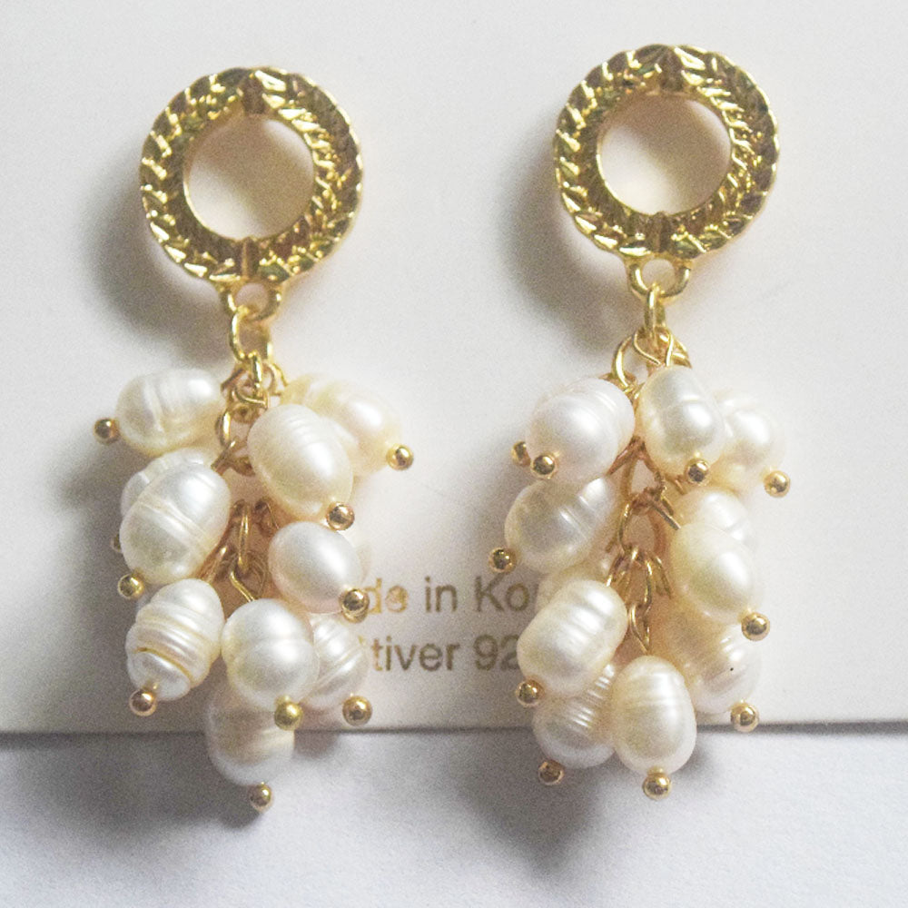 handmade 925 silver pin Natural pearl earrings real beads tassel drop earring jewelry women