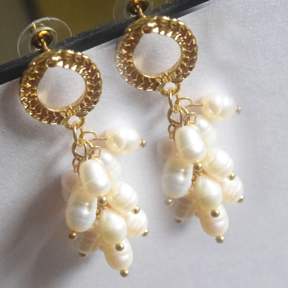 handmade 925 silver pin Natural pearl earrings real beads tassel drop earring jewelry women