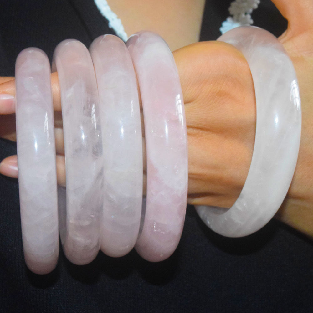 authentic natural solid gemstone rose pink gem stones bracelet bangle jewelry bangles