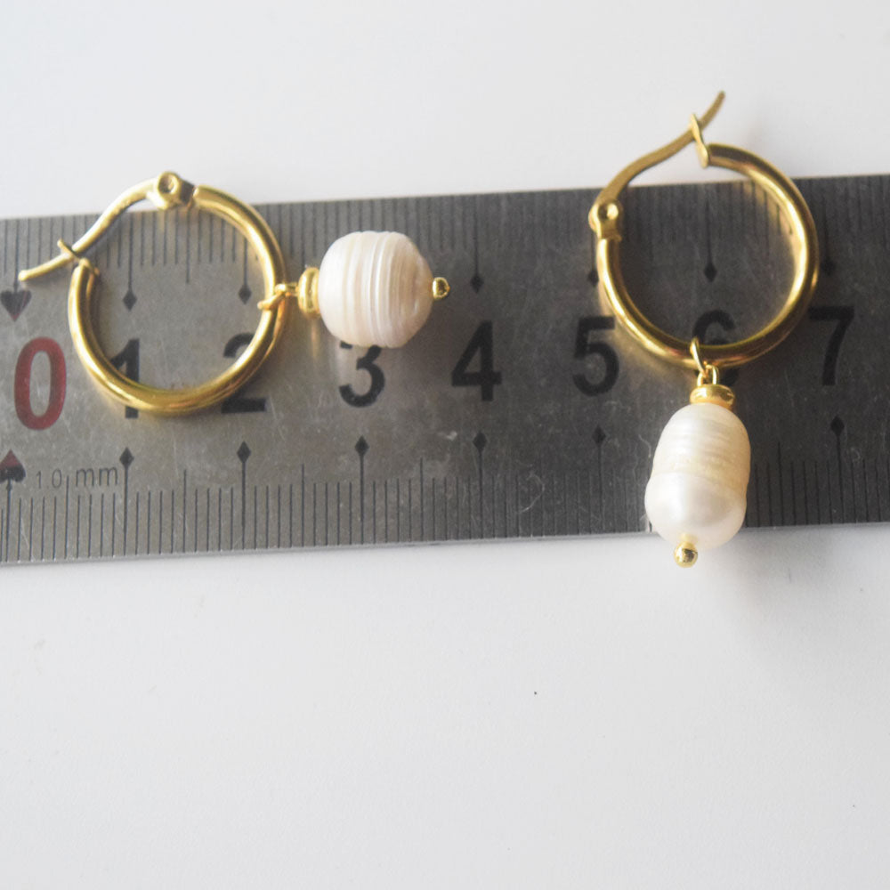wholesale bulk stainless steel gold plate real natural freshwater pearl bead dangle drop earring jewelry for women
