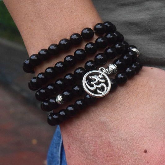 handmade 8mm mala prayer beads 108 natural black gemstones necklace bracelet jewelry