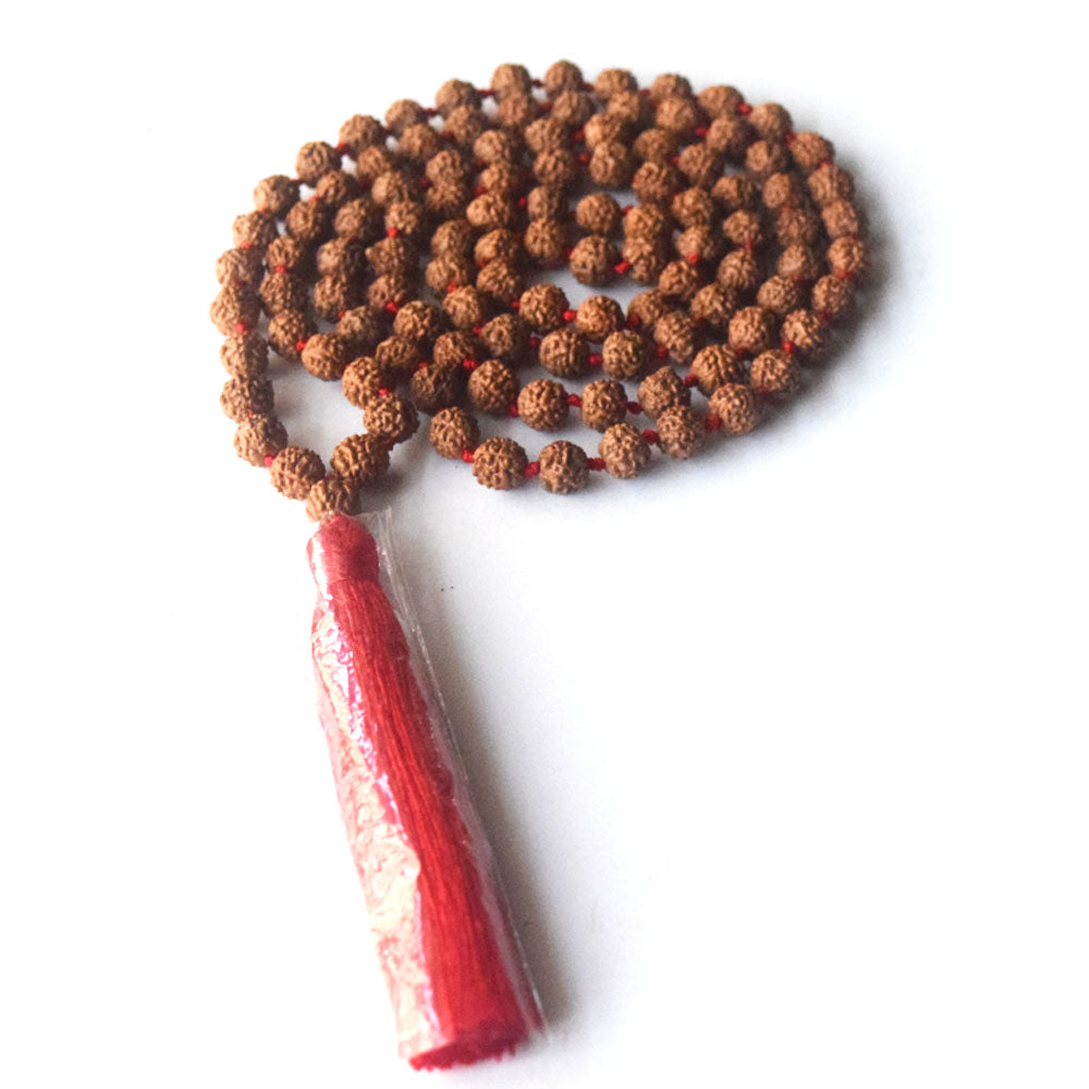 mens high end handmade 108 prayer pure buddhist rudraksha mala beads necklace with tassel pendant
