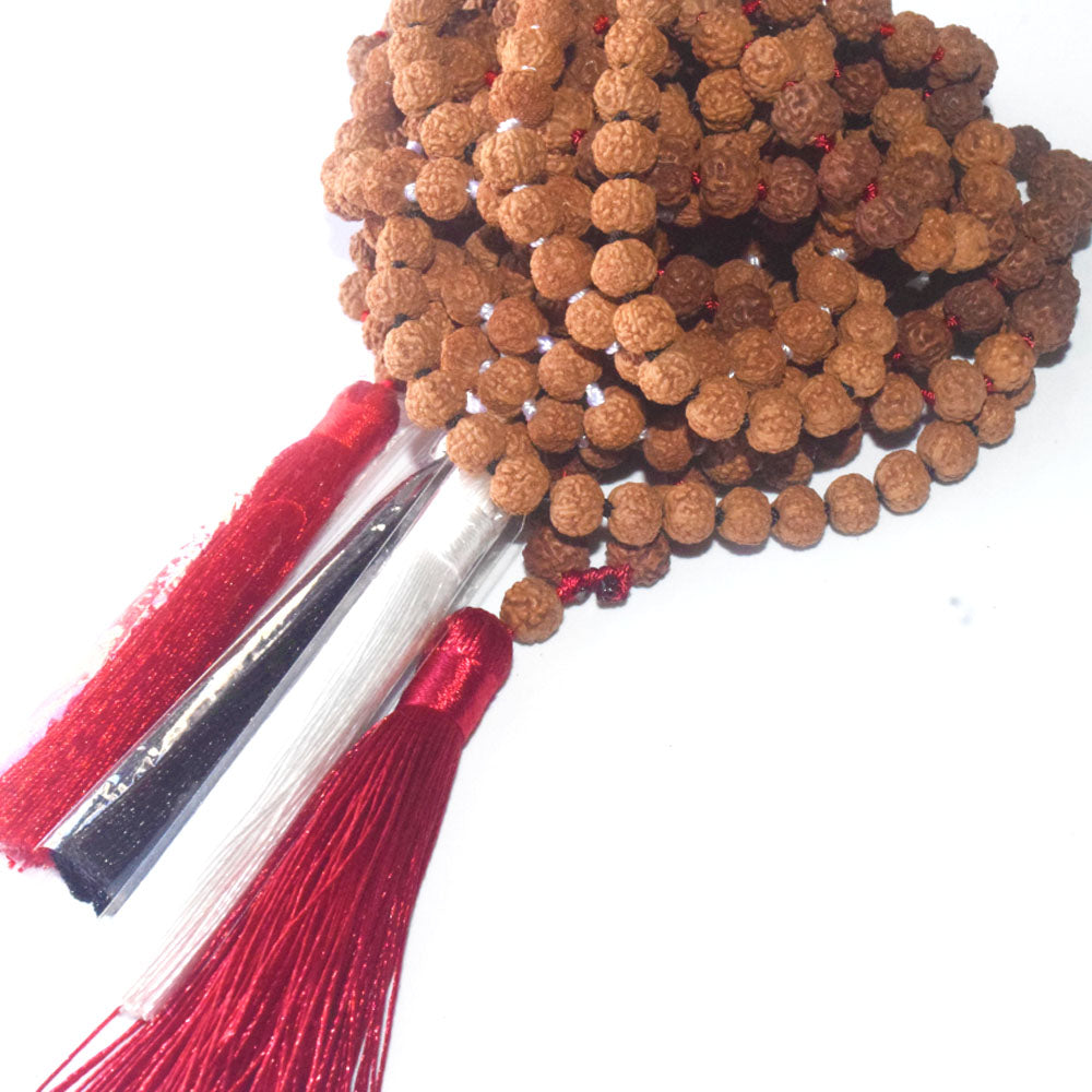 mens high end handmade 108 prayer pure buddhist rudraksha mala beads necklace with tassel pendant