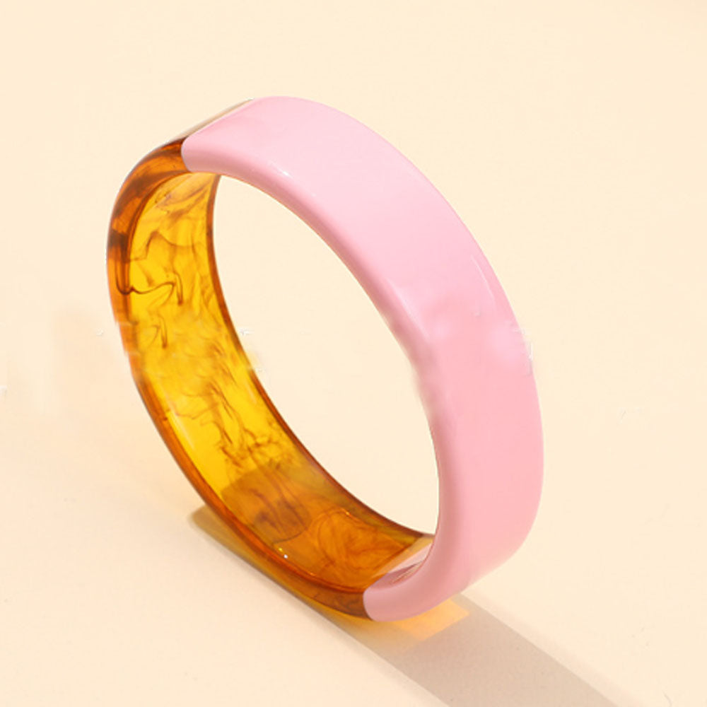 Wholesale Korean style colorful 2 colors in one chunky wide clear plastic resin acrylic bangle women bangles bracelet supplier