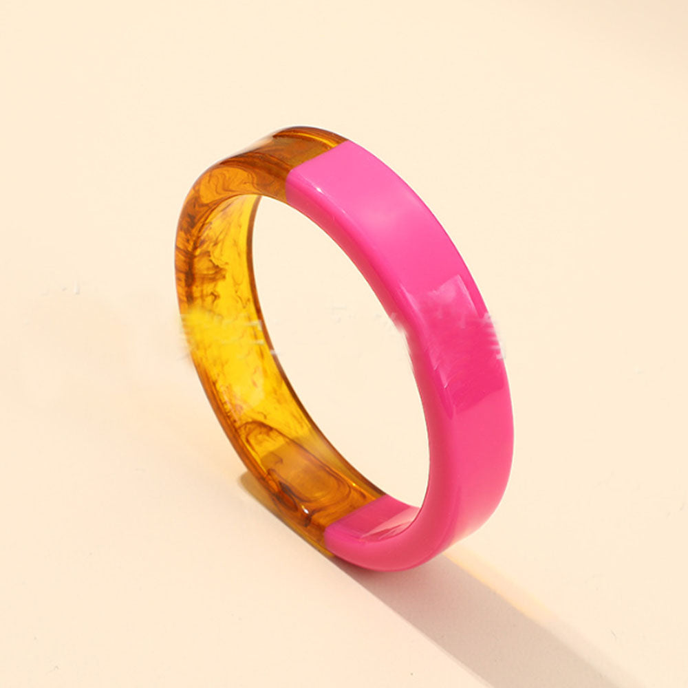 Wholesale Korean style colorful 2 colors in one chunky wide clear plastic resin acrylic bangle women bangles bracelet supplier