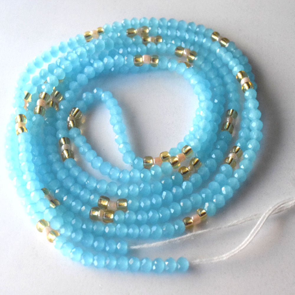 sexy females african waist beads belly ring body chains with crystal blue color jewelry on cotton cord women bulk wholesale