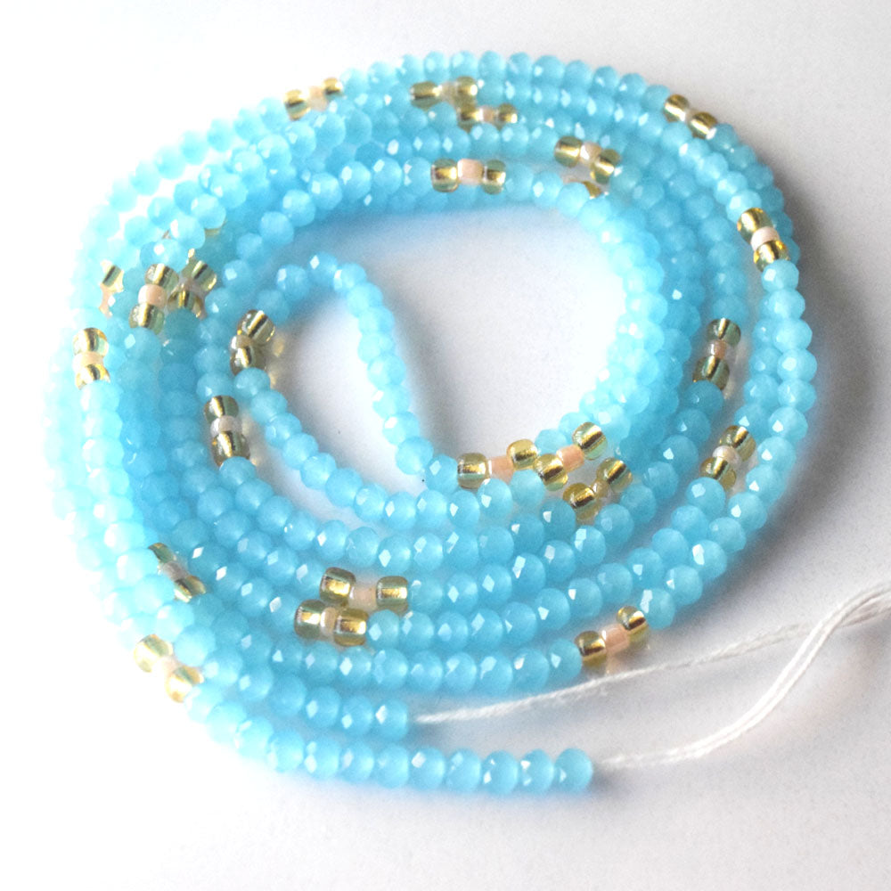 sexy females african waist beads belly ring body chains with crystal blue color jewelry on cotton cord women bulk wholesale