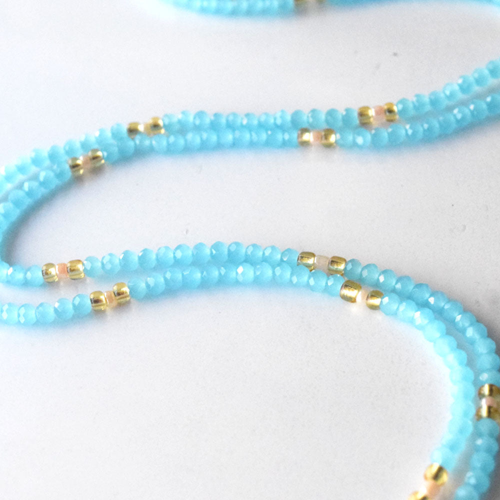 sexy females african waist beads belly ring body chains with crystal blue color jewelry on cotton cord women bulk wholesale