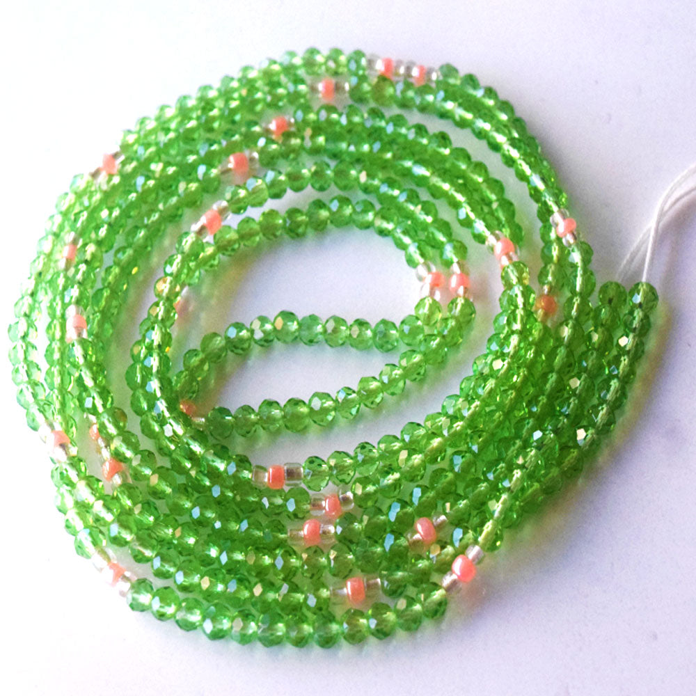 sexy females african waist beads belly ring body chains with crystal green color jewelry on cotton cord women bulk wholesale